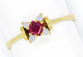 Foto 1 - Diamantring Spitzen Rubin und Brillanten 585er Gelbgold, Q1231