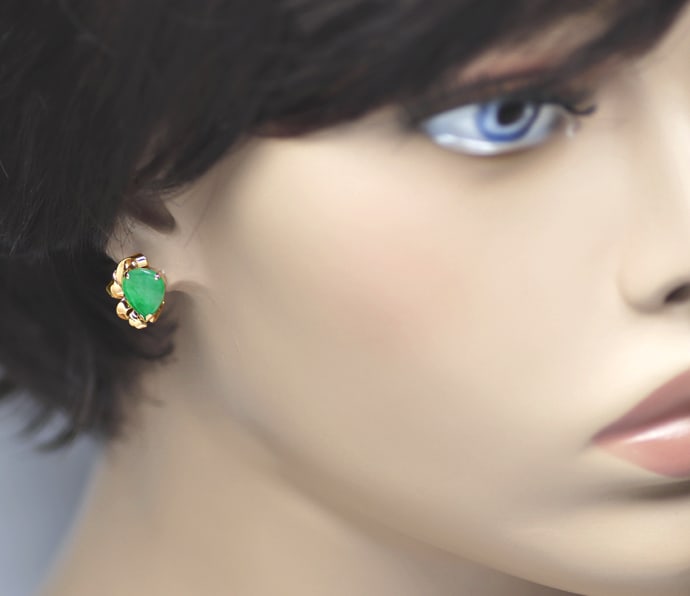Foto 3 - Handarbeits-Ohrringe grüne Jade 14K Rotgold, R1160