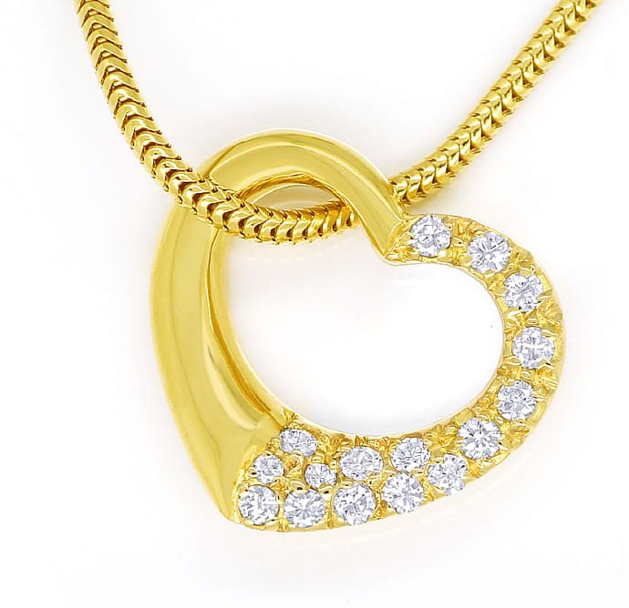 Foto 2 - Goldkette mit Christ Herz halbseitig Diamanten Gelbgold, S1941