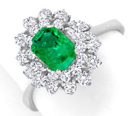 Foto 1 - Diamantring Smaragd Emerald Handarbeit Weißgold, S3782