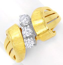 Foto 1 - Brillantring Gelbgold-Weißgold, 3 Diamanten, S6391