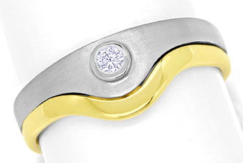 Foto 1 - Design-Ring mit 0,06ct Brillant in Platin und Gelbgold, S9907