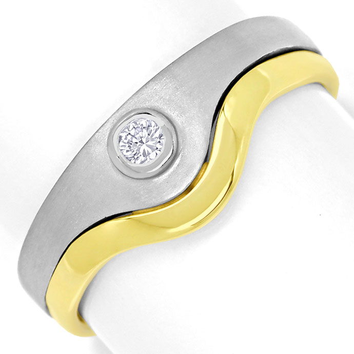Foto 2 - Design-Ring mit 0,06ct Brillant in Platin und Gelbgold, S9907